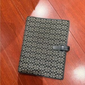 Coach Signature Jacquard Agenda Planner Organizer Cover Black Leather